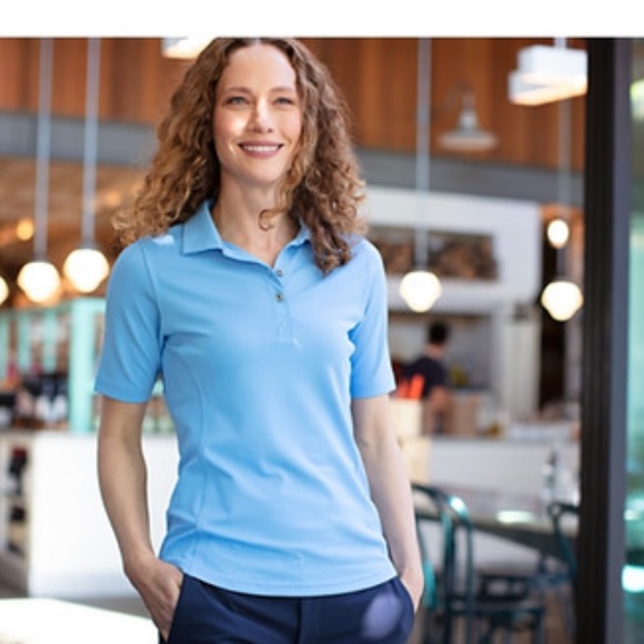 Collage Orange 🍊 Sweet Spot Skinny Polo Cutter&Buck - Picture 2 of 9